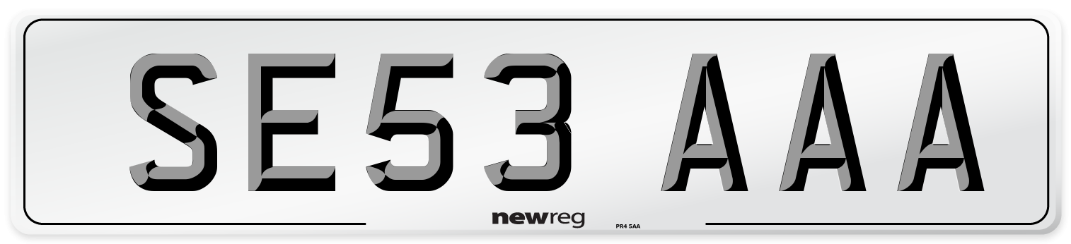 SE53 AAA Number Plate from New Reg